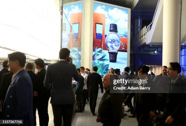 Visitors attend the opening day of the 2019 Baselworld luxury watch and jewelry fair on March 21, 2019 in Basel, Switzerland. The Baselworld trade...