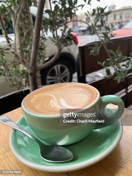 flat white espresso coffee in melbourne australia - melbourne cafe ストックフォトと画像