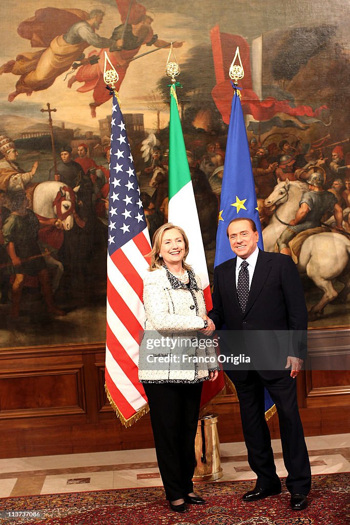 Silvio Berlusconi Meets United States Secretary of State Hillary Clinton