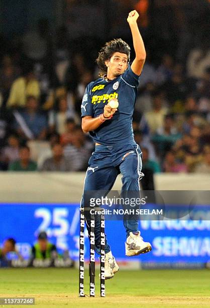Deccan Chargers bowler Ishant Sharma bowls during the IPL Twenty 20 cricket match between Deccan Chargers and Delhi Daredevils at the Rajiv Gandhi...