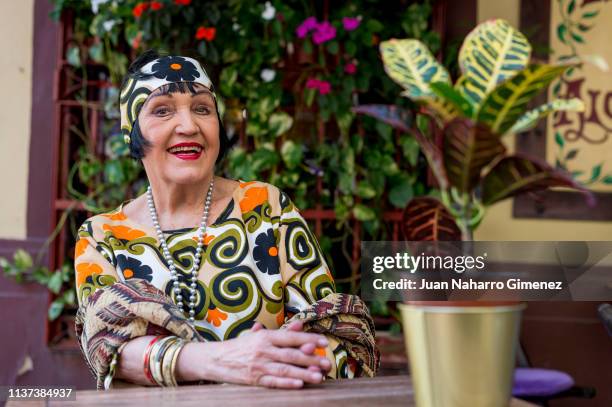 Photographer Christine Spengler poses after 'Entrega Biznagas Afirmando Los Derechos de la Mujer' event at Albeniz Cinema during the 22nd Spanish...