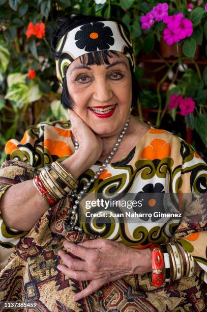 Photographer Christine Spengler poses after 'Entrega Biznagas Afirmando Los Derechos de la Mujer' event at Albeniz Cinema during the 22nd Spanish...