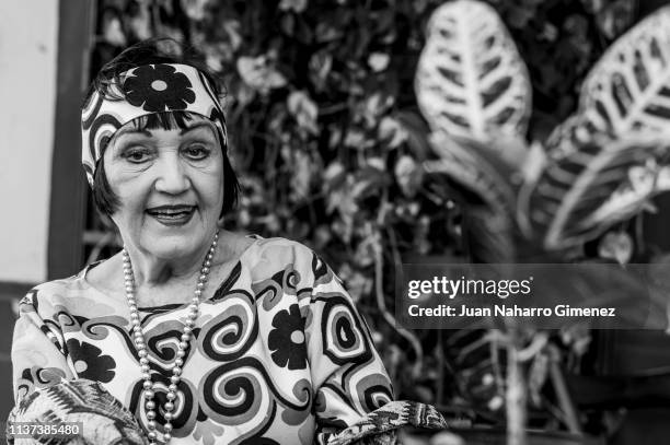 Photographer Christine Spengler poses after 'Entrega Biznagas Afirmando Los Derechos de la Mujer' event at Albeniz Cinema during the 22nd Spanish...