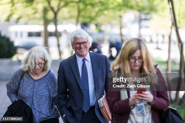 Greg Craig, former White House counsel to former President Barack Obama departs from the U.S. District Courthouse following a hearing on April 15,...
