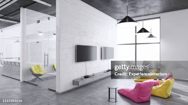 contemporary office interior entertainment gaming room - cubicle wall stock pictures, royalty-free photos & images