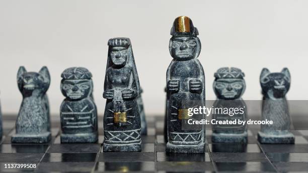 chess figures and board made of stone - pre columbian stock pictures, royalty-free photos & images