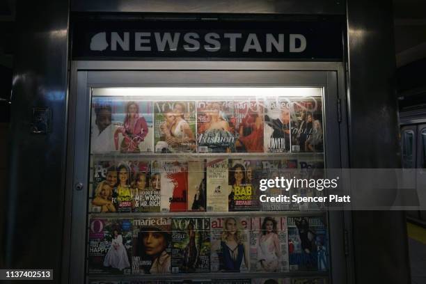 Subway newsstand sells snacks, newspapers and other sundry items to commuters in Brooklyn on March 21, 2019 in New York City. According to the...