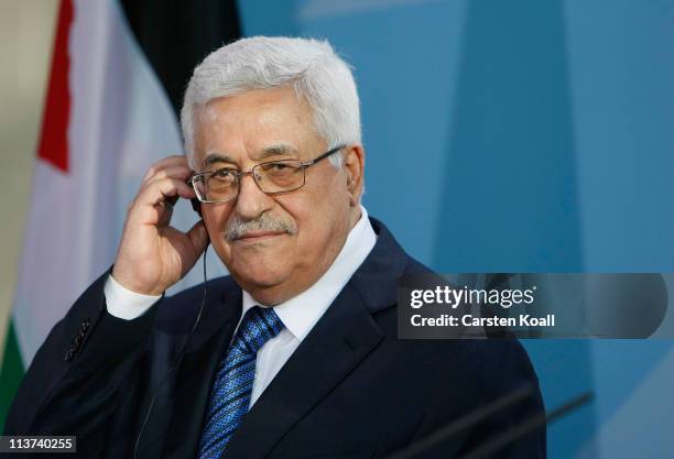 Palestinian Authority President Mahmoud Abbas speaks to the media during a press conference at the Chancellery on May 5, 2011 in Berlin, Germany....
