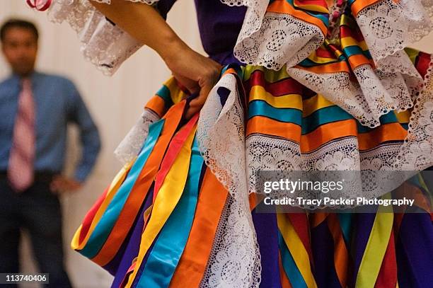 vibrant colours & textures of mexican dance. - flamenco danza tradizionale foto e immagini stock