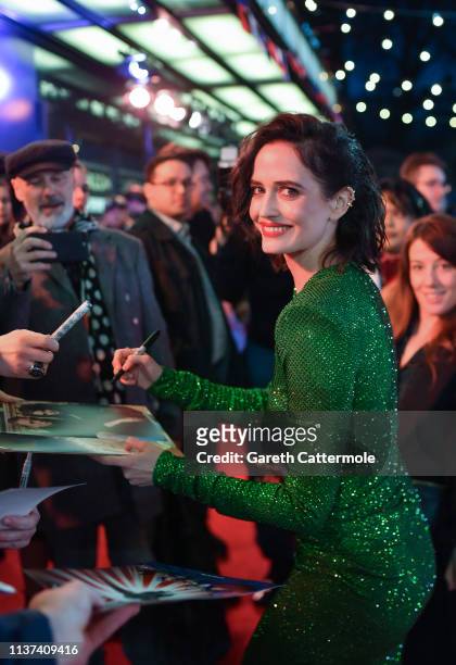 Eva Green attends the European Premiere of Disney's "Dumbo" at The Curzon Mayfair on March 21, 2019 in London, England.
