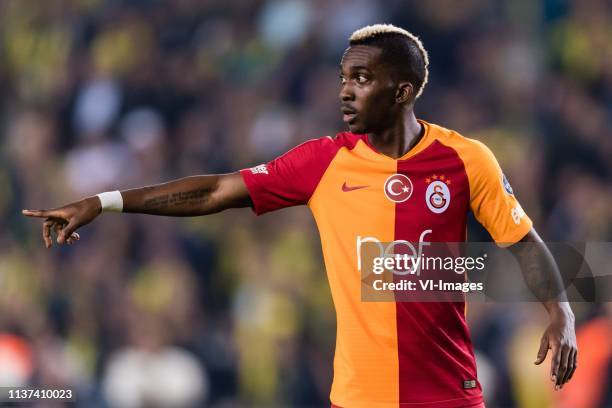Henry Onyekuru of Galatasaray SK during the Turkish Spor Toto Super Lig football match between Fenerbahce AS and Galatasaray AS at the Sukru...