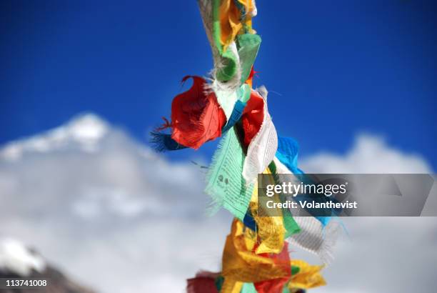 tibetan flags , everest - base camp stock pictures, royalty-free photos & images