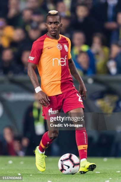 Henry Onyekuru of Galatasaray SK during the Turkish Spor Toto Super Lig football match between Fenerbahce AS and Galatasaray AS at the Sukru...