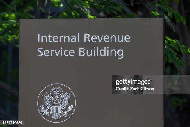 The Internal Revenue Service building stands on April 15, 2019 in Washington, DC. April 15 is the deadline in the United States for residents to file...