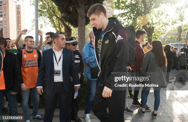 Rokas Giedraitis, #31 of Alba Berlin arriving to the arena prior the 7DAYS EuroCup Basketball Finals game 3 between Alba Berlin v Valencia Basket at...