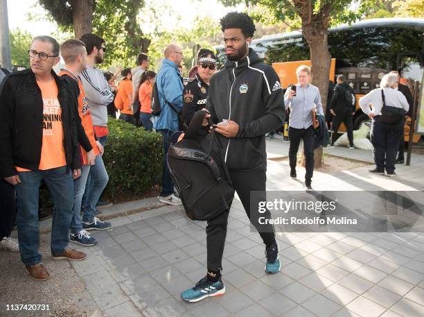 Landry Nnoko, #35 of Alba Berlin arriving to the arena prior the 7DAYS EuroCup Basketball Finals game 3 between Alba Berlin v Valencia Basket at...