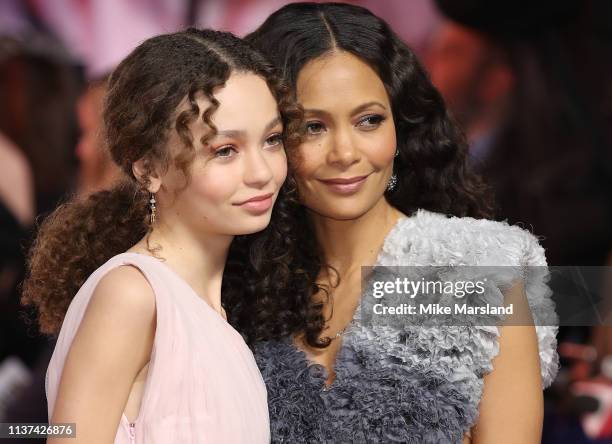 Nico Parker and Thandie Newton attend the 'Dumbo' European premiere at The Curzon Mayfair on March 21, 2019 in London, England.