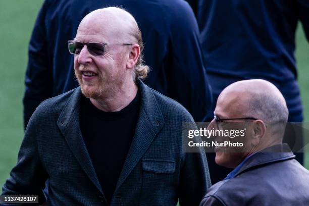 Avram Glazer , owner of Manchester United during the training session before the second leg Champions League match of Quarter final between FC...