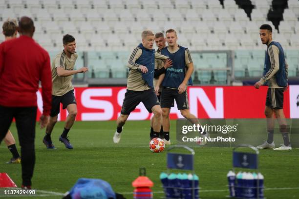 Players of Ajax FC during the training on the eve of the UEFA Champions League quarter-final second leg match between Juventus FC and AFC Ajax at...