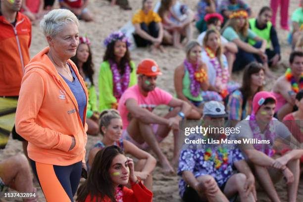 Dr Kerryn Phelps attends birthday celebrations for OneWave at sunrise on Bondi Beach on March 22, 2019 in Sydney, Australia. Surfers gather to...