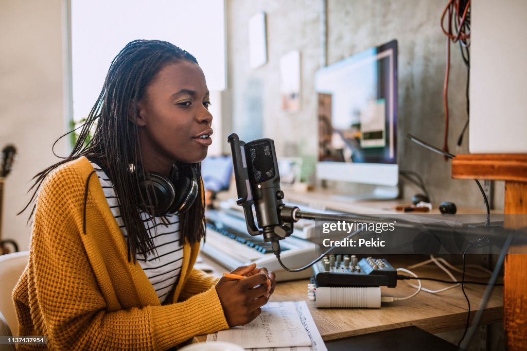 Female host on radio station