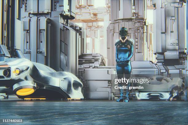 futuristic city scene - hovering stock pictures, royalty-free photos & images