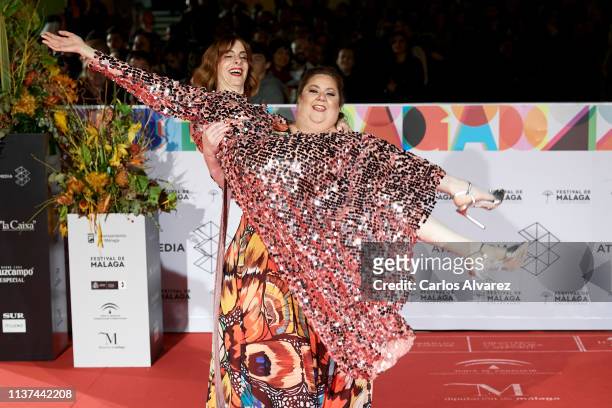 Director Ines de Leon and actress attend '¿Que Te Juegas? premiere at the Cervantes Theater during the 22th Malaga Film Festival on March 21, 2019 in...