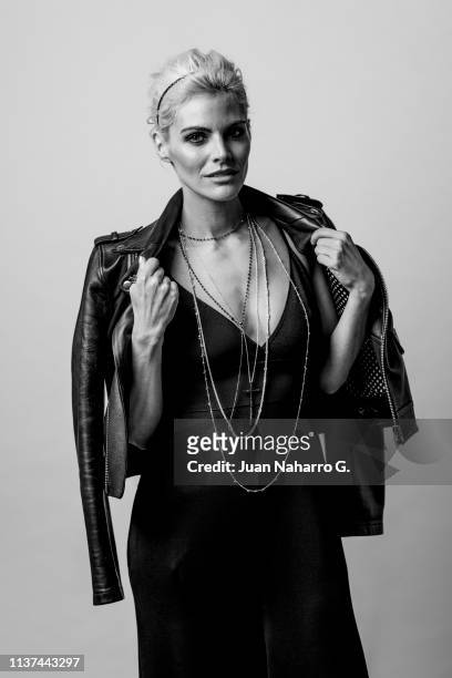 Spanish actress Amaia Salamanca poses for a portrait session at Teatro Cervantes during 22nd Spanish Film Festival of Malaga on March 21, 2019 in...