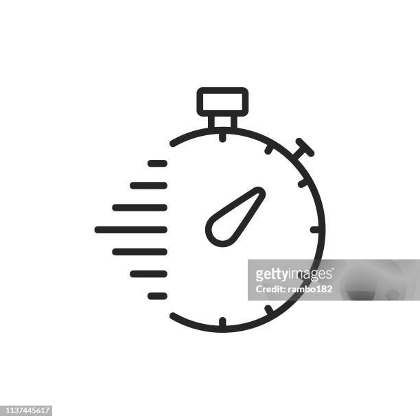 stopwatch, delivery line icon. editable stroke. pixel perfect. for mobile and web. - clock face stock illustrations