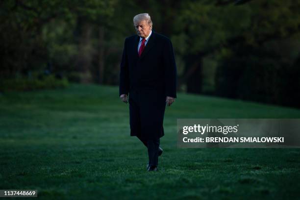 President Donald Trump returns to the White House on April 15 in Washington, DC. Trump attended April 15 a rountable discussion on the economy and...