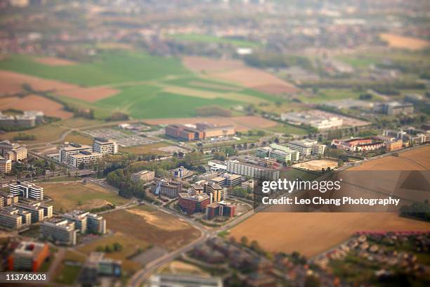 aerial view of brussels, tilt shift - luchtfoto brussel stockfoto's en -beelden