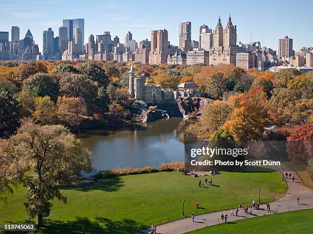 central park west skyline in autumn - central park fall stock pictures, royalty-free photos & images