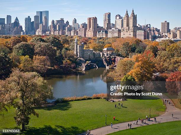 central park west skyline in autumn - belvedere stock pictures, royalty-free photos & images