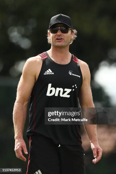 Crusaders coach Scott Robertson looks on during a Crusaders Super Rugby training session at Scots College on March 22, 2019 in Sydney, Australia.