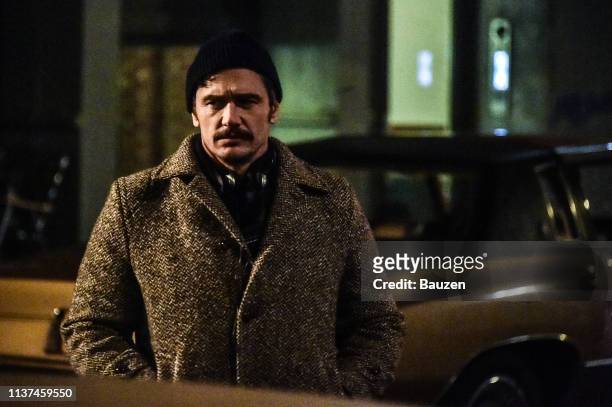 James Franco is spotted filming The Deuce in SoHo on April 15, 2019 in New York City.