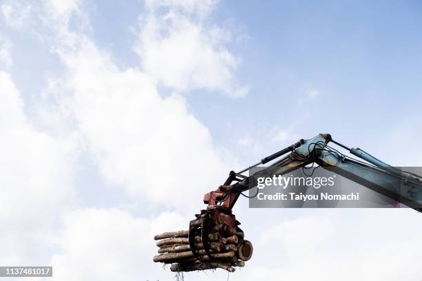 forestry site using a crane - 林業機械 ストックフォトと画像