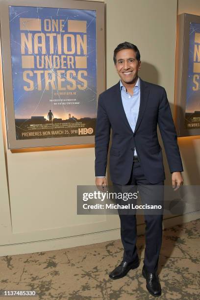 Film subject Dr. Sanjay attends the special screening of the HBO Documentary Film "One Nation Under Stress" at the HBO Theater on March 21, 2019 in...