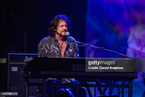 Musician Gregg Rolie of Ringo Starr And His All Starr Band performs on stage at Harrah's Resort Southern California on March 21, 2019 in Valley...