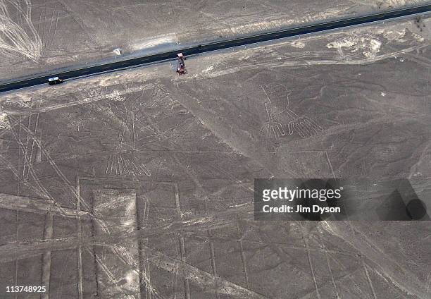 The Pan-American Highway runs through the Nazca Desert, home to the ancient and mysterious Nazca Lines, on March 9, 2005 in Nazca, Peru. The lines...