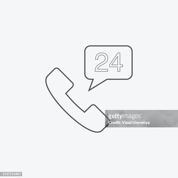 24 hour customer care service - phone line icon stock illustrations