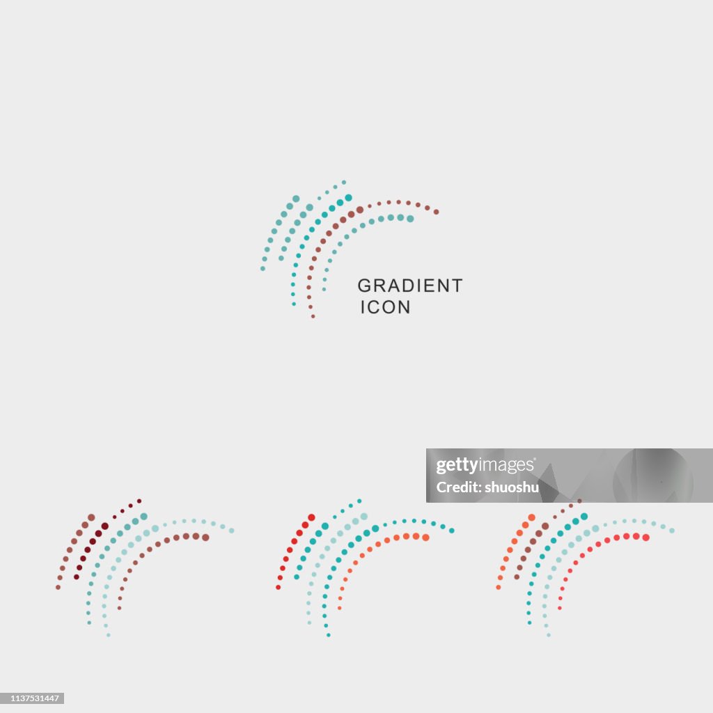 Set of gradient curve dots icon