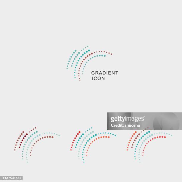 set of gradient curve dots icon - polka dot stock illustrations