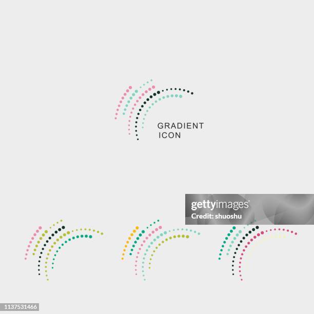 set of color curve dots style icon for design - circle logo stock illustrations