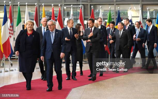 European leaders including Norwegian Prime Minister Erna Solberg , European Commission President Jean-Claude Juncker, European Council President...