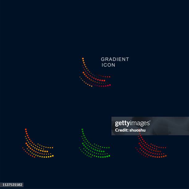 set of color curve dots style icon for design - radar circle stock illustrations