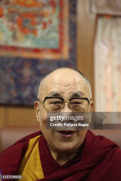 The Dalai Lama laughing out loud almost like a child in glee. The fourteenth Dalai Lama and the spiritual guru of the Buddhists from Tibet. In 1959...