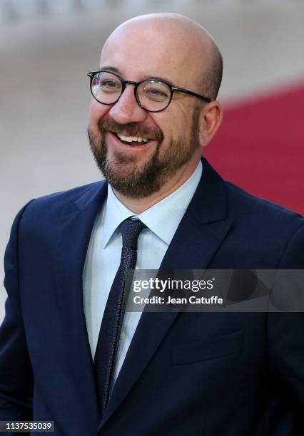 Prime Minister of Belgium Charles Michel arrives for a two-day summit of European Union leaders on March 21, 2019 in Brussels, Belgium. Leaders will...