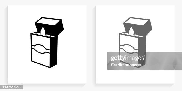 crayon box black and white square icon - crayon box stock illustrations