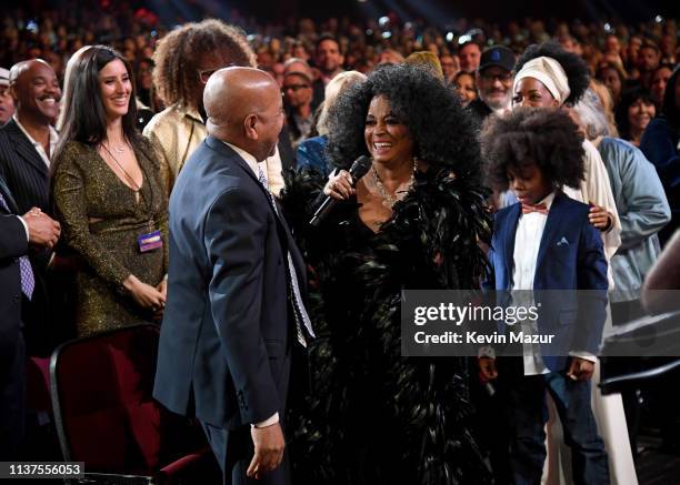 Berry Gordy, Diana Ross, and Raif-Henok Emmanuel Kendrick attend Motown 60: A GRAMMY Celebration at Microsoft Theater on February 12, 2019 in Los...