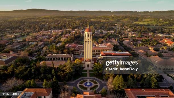 stanford university at dawn - stanford university aerial stock pictures, royalty-free photos & images